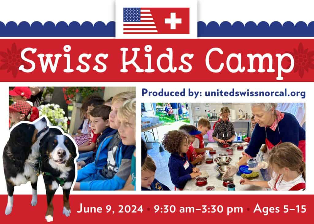 Post card advertising Swiss Kids Camp June 2024