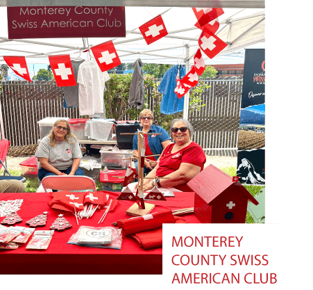 Image of booth with three women working for Monterey County Swiss American Club