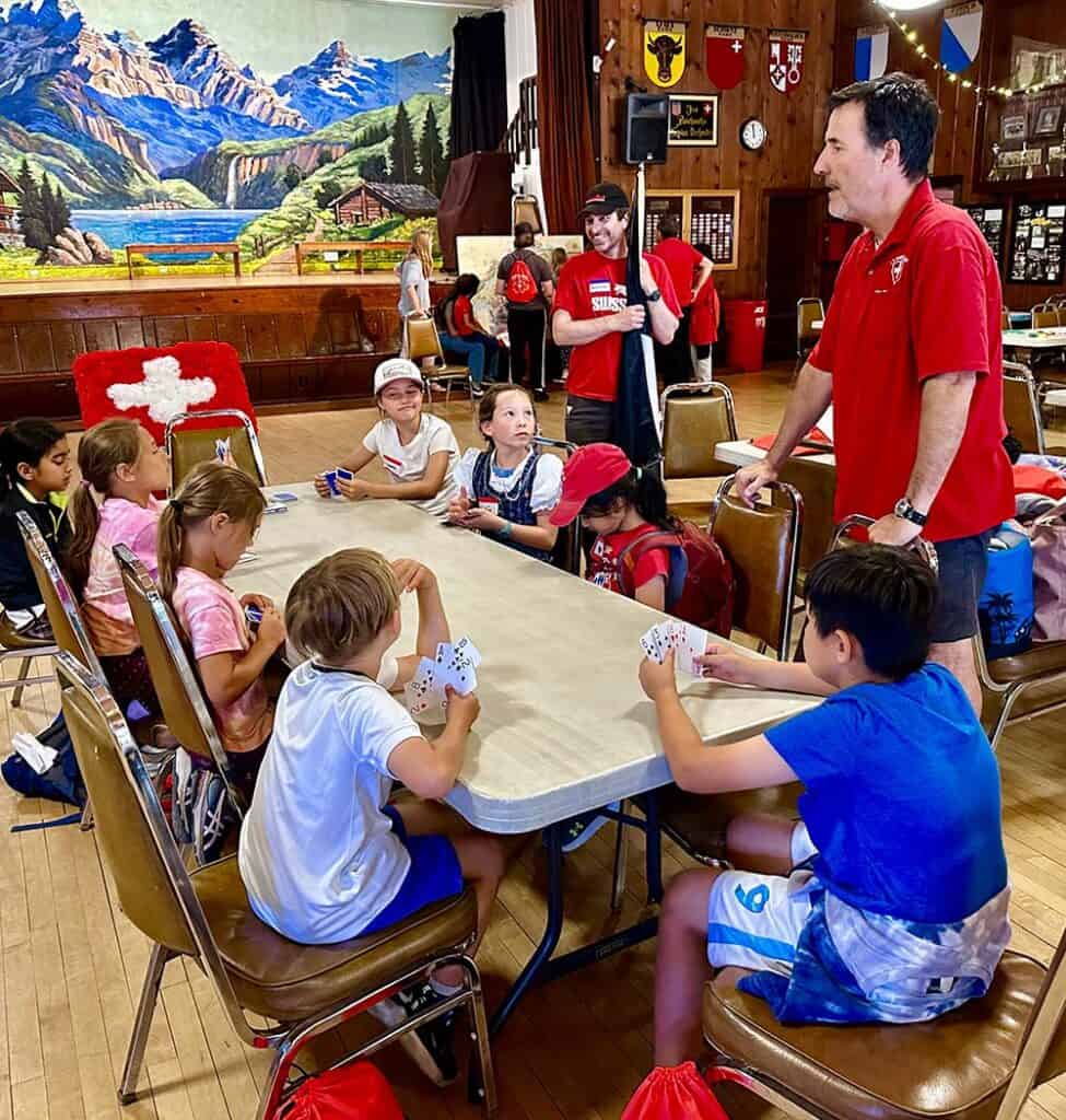 Teacher with young children